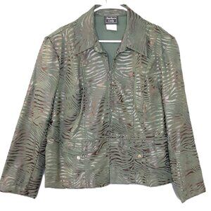 Southern Lady Jacket Size 16, Animal Print, Long Sleeve, Pockets, Shoulder pads